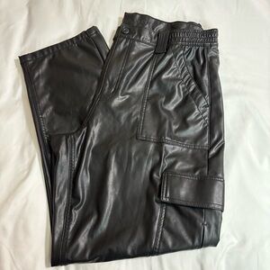American Eagle Outfitters Women’s Black Faux Leather Cargo Pants Size 18